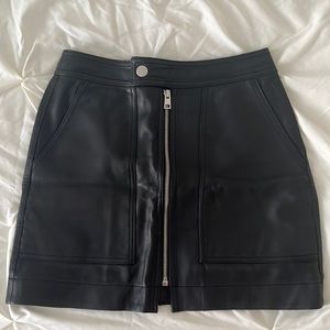 Theory Black Leather Skirt